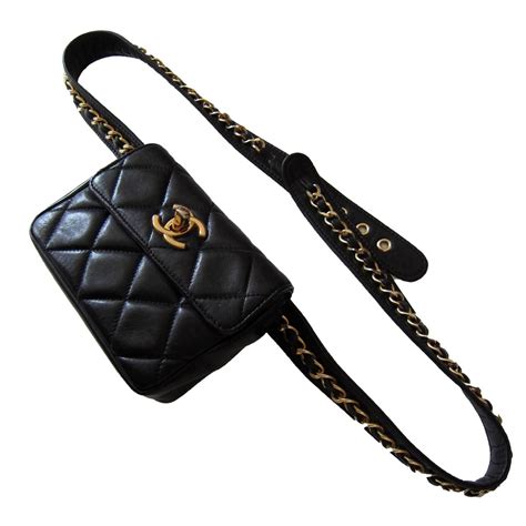 chanel waist bag with chain|chanel vintage quilted waist bag.